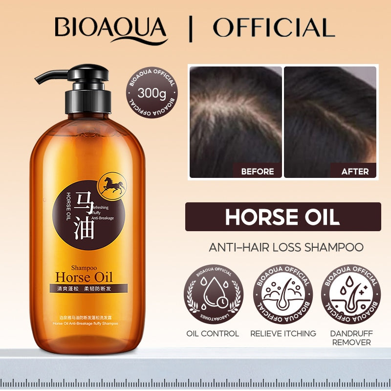BIOAOUA Horse Oil Smooth And Moisturizing Shampoo Dandruff Anti-itching Conditioner Care Hair 300g