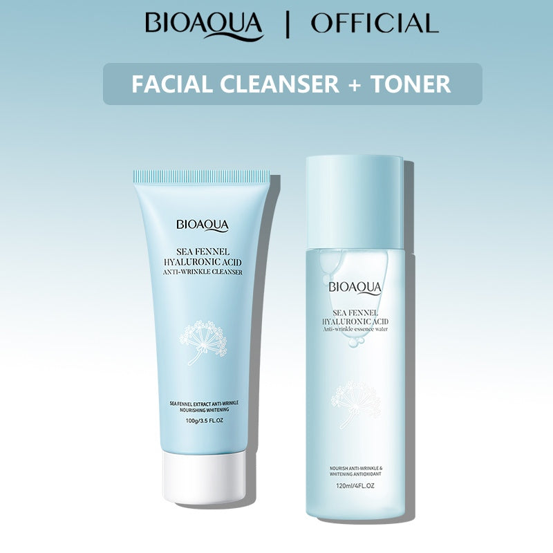 BIOAOUA Sea Fennel Facial Set Cleanser Essence Milk Face Cream Toner Essence Liquid