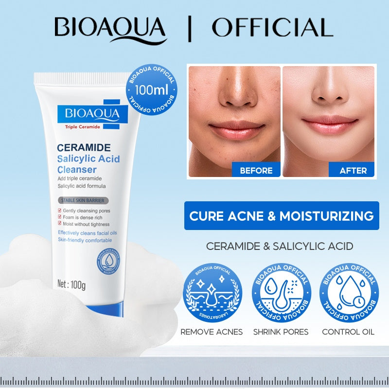 BIOAOUA Salicylic Acid Cleanser Oil Control Acne Treatment Cleanser  Pore Cleansing 100g