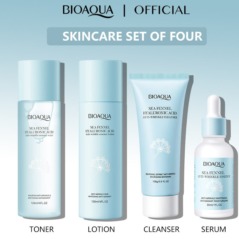 BIOAOUA Sea Fennel Facial Set Cleanser Essence Milk Face Cream Toner Essence Liquid