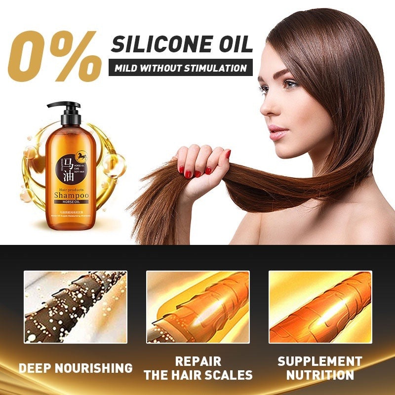 BIOAOUA Horse Oil Smooth And Moisturizing Shampoo Dandruff Anti-itching Conditioner Care Hair 300g