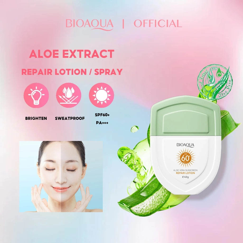 BIOAOUA Aloe Vera Premium Whitening Sunscreen Repair Cream SPF 60+ PA+++