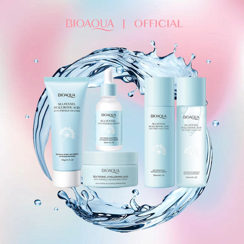 BIOAOUA Sea Fennel Facial Set Cleanser Essence Milk Face Cream Toner Essence Liquid