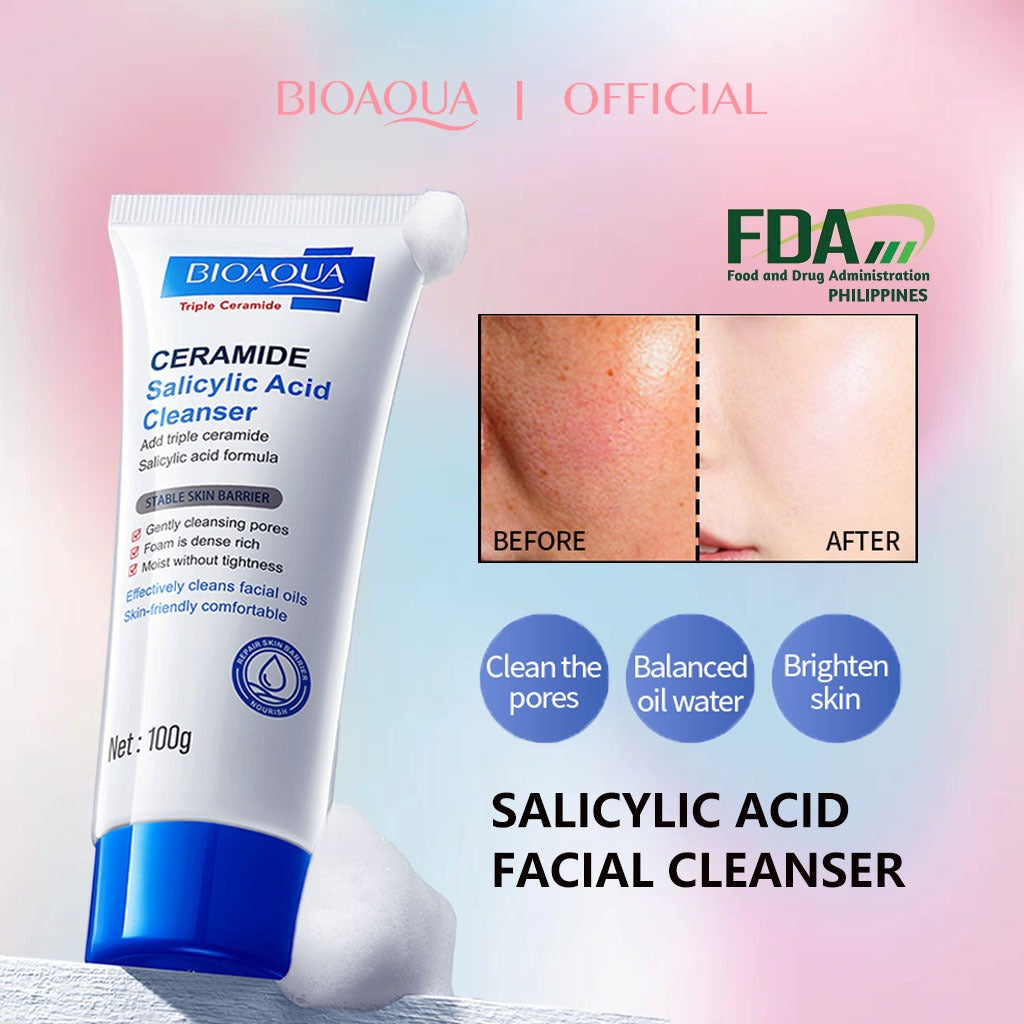 BIOAOUA Salicylic Acid Cleanser Oil Control Acne Treatment Cleanser  Pore Cleansing 100g