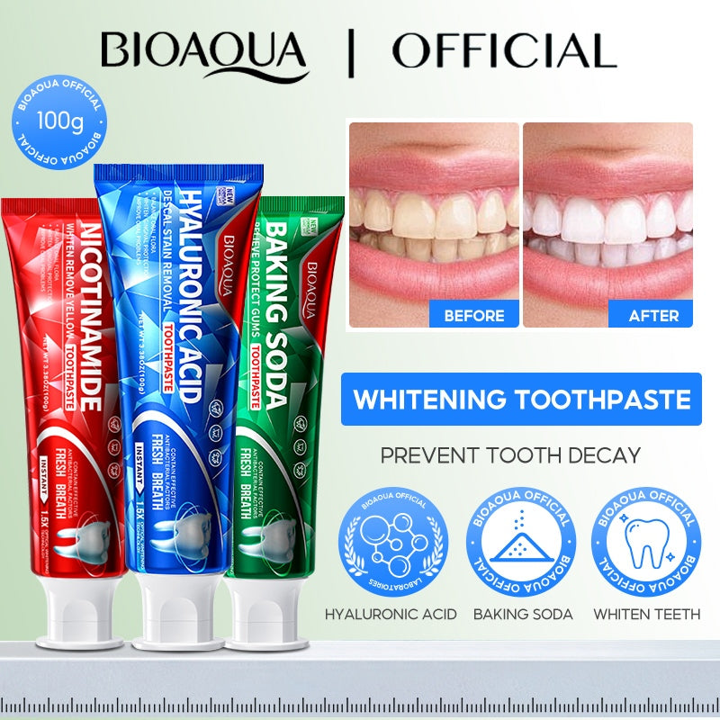 BIOAOUA Toothpaste  Baking soda  Nicotinamide  Whitening And Yellowing Removal Fresh oral cavity