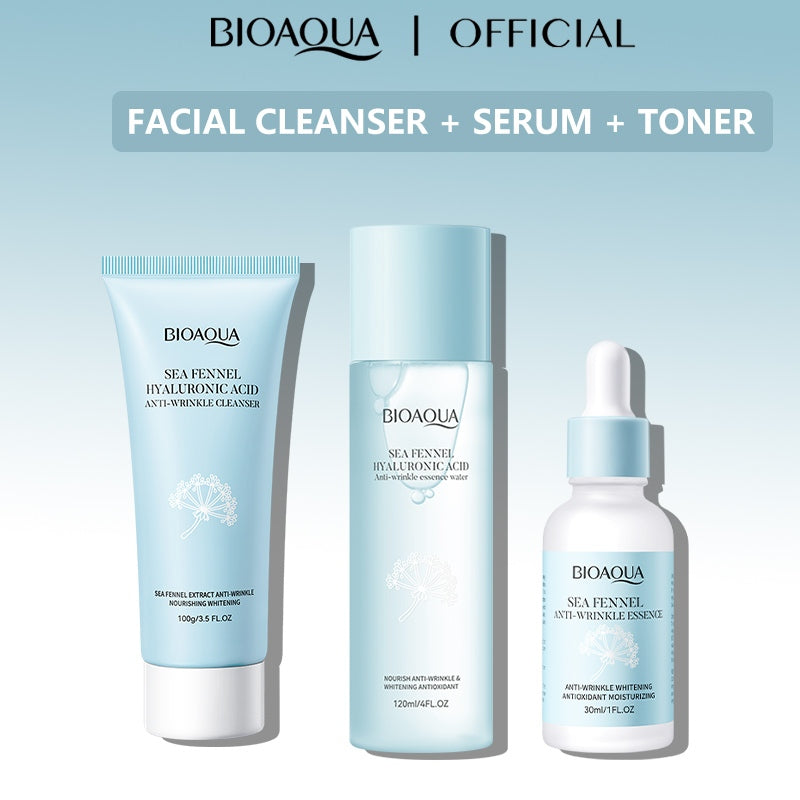 BIOAOUA Sea Fennel Facial Set Cleanser Essence Milk Face Cream Toner Essence Liquid